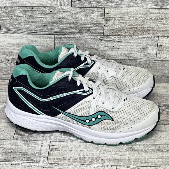 Saucony Cohesion 11 White Blue Green Running Shoes S10420-1 Women Size 7.5 - Picture 3 of 10